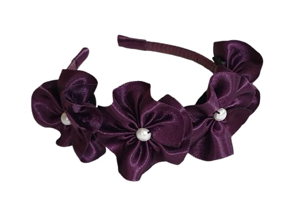Satin Flower Headband with Pearl Accents – Elegant Hair Accessory for Girls & Women, Stylish & Comfortable-image-3