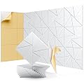 12 Pack Acoustic Panels, Sound Proof Foam Panels for Walls, Self-Adhesive High Density Soundproof Wall Panels, 12" X 12" X 0.4", Sound Absorbing Panels for Home, Studio, Office (White)