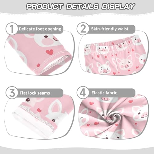 Pig Face Girls' Leggings Toddler Doodles Pink Hearts Kids Yoga Pants Dance Active Tights 4T3