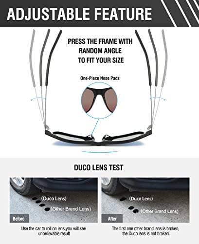 Image of DUCO Retro Square Polarized Sunglasses for Men Women Sun Glasses Acetate Frame 100% UV Protection 2143