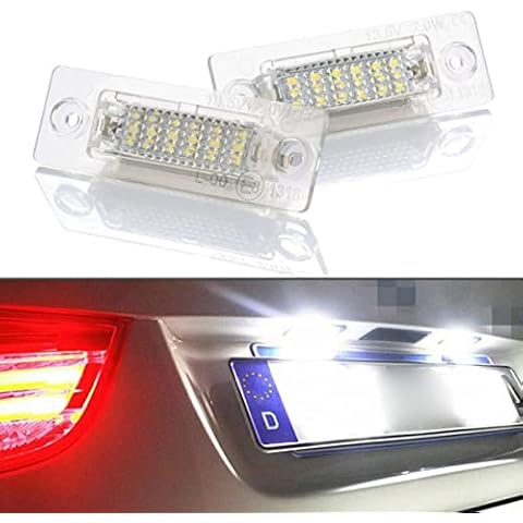 MOLEAQI 2PCS Error Free LED License Number Plate Light Lamps For V-W Golf Jetta Passat T5 T-ransporter For S-koda Car License Plate Lights Cover