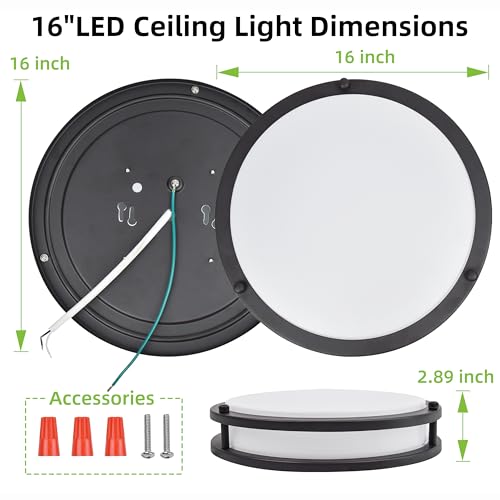 Image of hykolity 16 inch Dimmable LED Flush Mount Ceiling Light Fixture,36W,2200LM