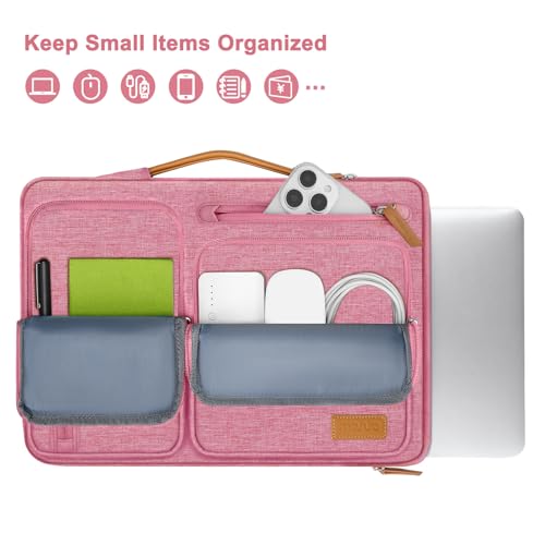 Image of MOSISO 360 Protective Laptop Case 13.3 inch, 13-13.3 inch Laptop Sleeve Compatible with MacBook Air /Pro 13 / Pro 14,HP Dell Acer ASUS,Side Open Carrying Case with 4 Zipper Pockets&Handle, Dusty Rose