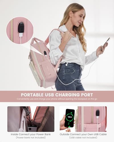 Image of LOVEVOOK Laptop Backpack Purse for Women, 15.6 inch Laptop Bag for Travel with USB Port, Water Resistant Lightweight Daypacks for College Work Business, Nurse Teacher Computer Backpacks