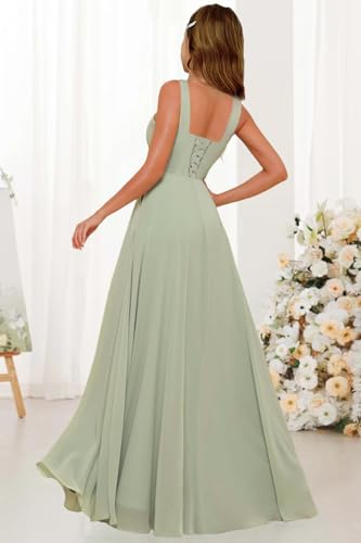 Square Neck Junior Bridesmaid Dress Spaghetti Straps Flower Girl Dresses with Pleated Chiffon A Line Formal Gown2