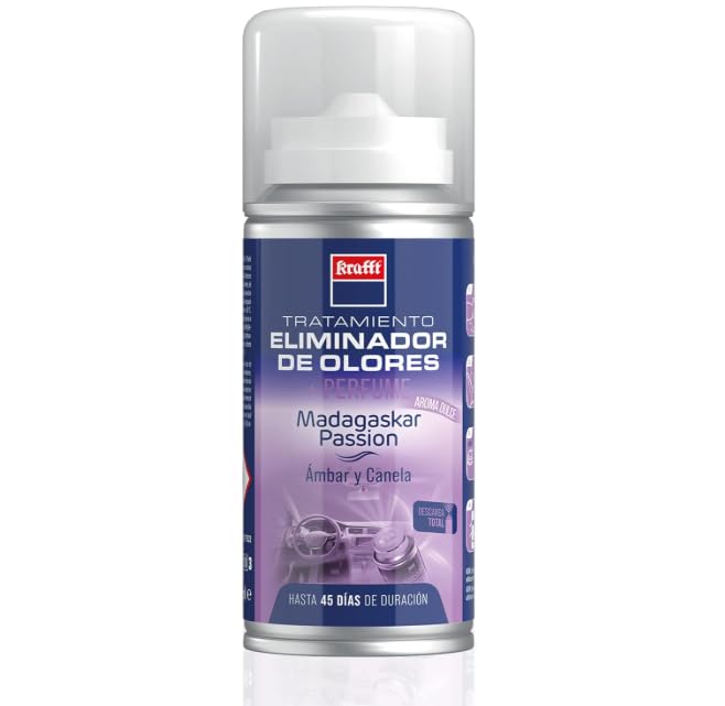Krafft Tratamiento Eliminador de Olores de Descarga Única, Neutralizador de Olores Coche con Aroma Madagascar Passion 150ml