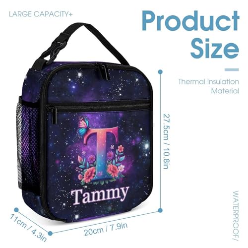School Backpack Set for Girls Boys Kids Butterfly Galaxy Elementary Primary Middle Bookbag with Lunch Box Pencil Case Back to School Gifts(Letter T)4