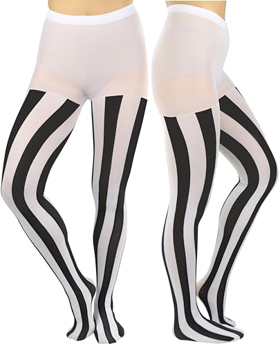 Image of ToBeInStyle Women's Wide Vertical Stripe Footed Footless Opaque Tights Leggings