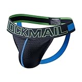 JOCKMAIL Herren Jockstrap Sexy Doppelt String Unterwäsche Atmungsaktiv Netzstoff Low Rise Bequeme Sportslip für Fitness Club Party (DE/NL/SE/PL, Alphanumerisch, XXL, Regular, Regular, Schwarz)