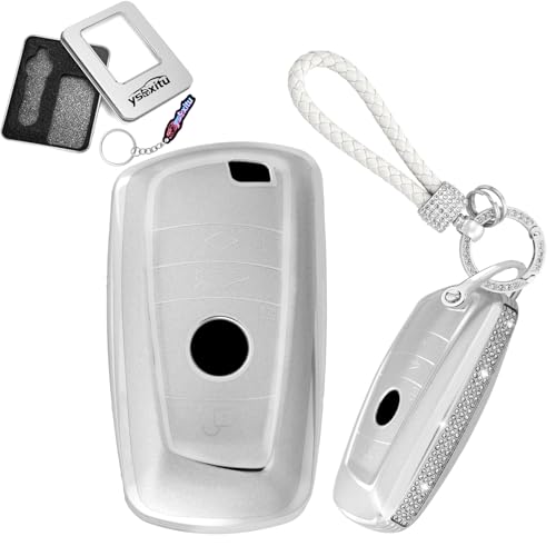 Coque pour clé de voiture BMW antichoc en TPU Argent protégeant l'électronique des séries F10 F20 F30