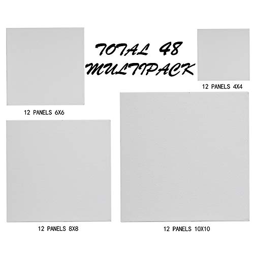 Madisi Painting Canvas Panels Multi Pack, 4x4, 6x6, 8x8, 10x10(12 of Each), 48 Pack - Thumbnail 6