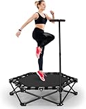 Fitness Trampolin klappbar,150KG Tragfähigkeit 3 verstellbare Handgriffstufen klappbar Tragbares mit geräuscharmes Design Stabiler&leiser Übungs-Rebounder für Kinder&Erwachsene