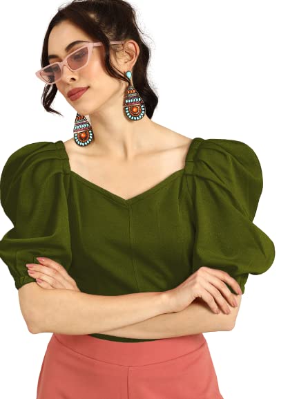 Image of Women's & Girl's Solid Short Sleeve Crop Top (LY-TopD6 Variation)