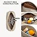 BOSTANTEN Bucket Bag Vegan Leather Shoulder Purses for Women Trendy Adjustable Strap, Khaki