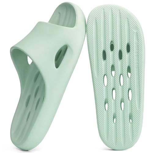 Image of Aoowoll Mens Shower Shoes With Holes Dry Quickly Bath Slippers Womens Non Slip Indoor Home Bedroom Pool Spa Guest College Dorm