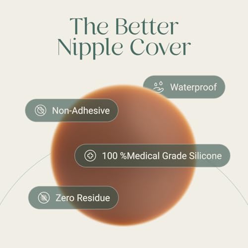 Image of Miola Nipple Covers for Women - Non-Adhesive, Reusable, Silicone, 60+ Wears | Medical Grade, Hypoallergenic, Body-Heat Grip, No Residue, Invisible, Waterproof, A-D+ Fit, 3 Shades, Travel Pouch Included