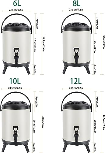Dispensador de agua caliente y termo de acero inoxidable para hostelería con grifo integrado 7
