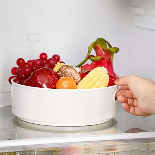 Lazy Susan Turntable Φ22.5cm x H6.4cm Condiment Holder, Plastic Revolving Condiments Rotating Spice Rack, Kitchen Storage Unit for Cooking Oil, Ingredients, Bottles and Jars, White (Small)