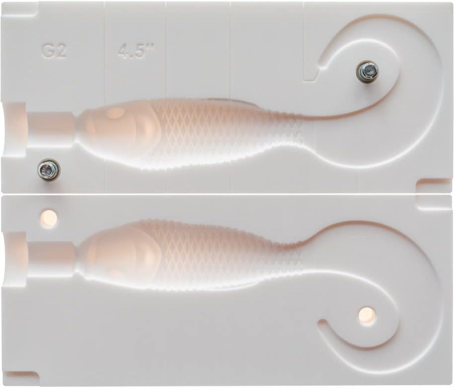 Authentic Handmade Medium White Swimming Mullet Bait Form 4.5" Soft Plastic Lure - 1pc