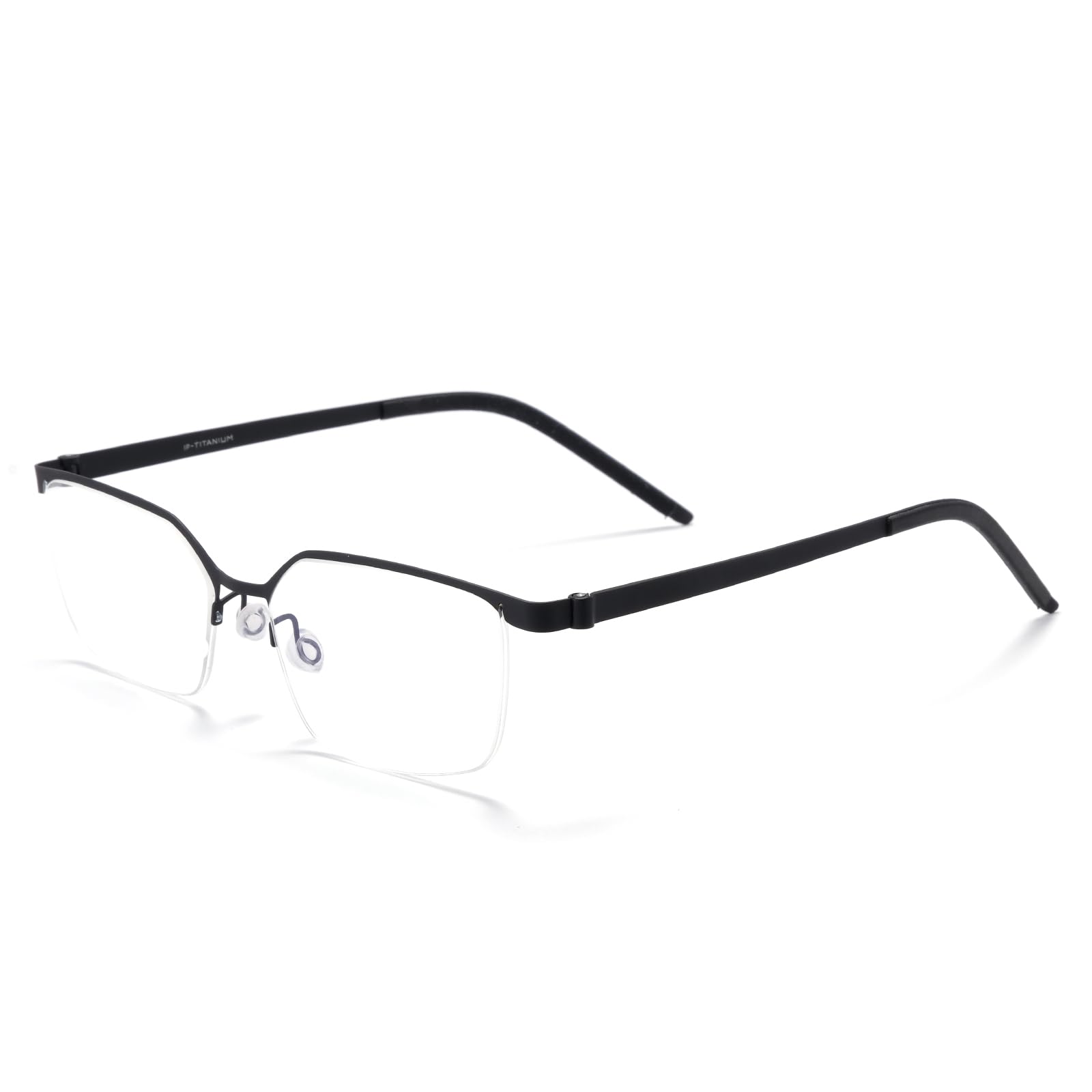 ZanyLen Superlight Titanium Blue Light Blocking Glasses Stylish Semi-rimless Rectangle Computer Gaming Eyeglasses Black 1