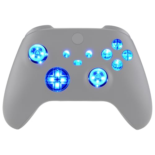 eXtremeRate Multi-Colors Luminated D-pad Thumbsticks Start Back Sync ABXY Buttons for Xbox Series X/S Controller, Transparent Clear 7 Colors 9 Modes DTF V2 LED Kit for Xbox Core Controller Model 1914