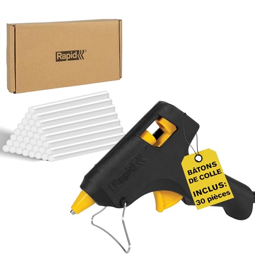 Pistolet à colle chaude Rapid Hobby avec 30 bâtons de colle transparents inclus, Compatible colle...