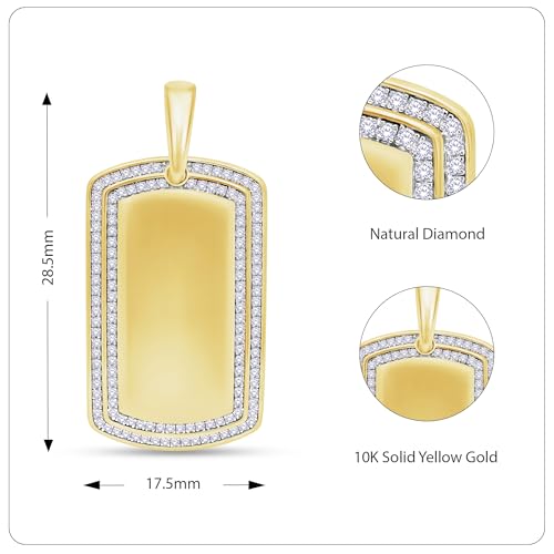Dog Tag Pendant Charm for Men 0.60 Cttw Round Natural or Lab Grown Diamond Military Army Dog Tag Pendant in 10K Solid Gold and 925 Sterling Silver Jewelry for Him3