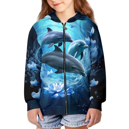 Zip Up Hoodie for Girls Boys Kids Sweatshirt Athletic Jacket Size 6-16