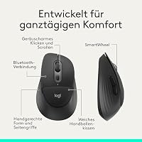 Logitech Signature Comfort Plus M850 L kabellose Maus, Bluetooth-Maus mit Handballenkissen, geräuscharmen Klicks, Batterie mit 24 Monaten Laufzeit, anpassbaren Tasten, Windows, Mac, iPad - Schwarz – Ansicht 4