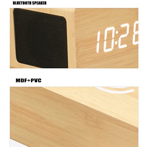 Reloj despertador digital con altavoz Bluetooth y carga inalámbrica para teléfonos inteligentes, versátil y elegante dispositivo para el hogar