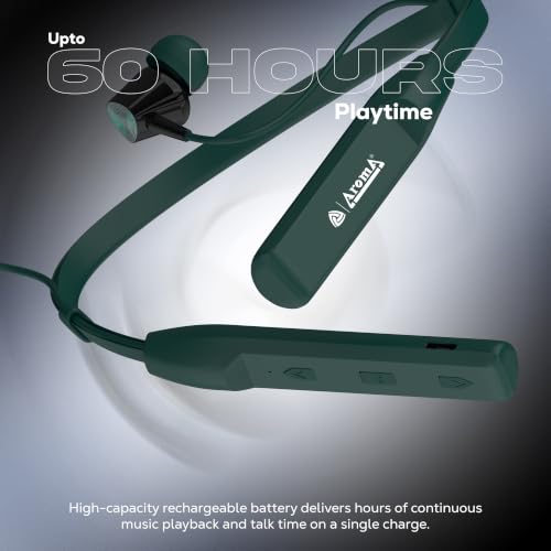 AROMA NB119 Giga Neckband Bluetooth, 60Hrs Playtime, Graphite Green - Image 6