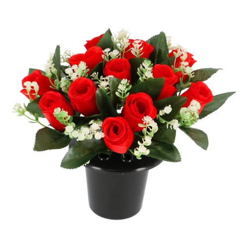 SFS Artificial Flowers For Graves | 12 Head Red...