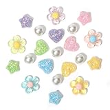 CIKKITZ 21Pcs Colorful Flower Shoe Charms for Clog Sandals, Heart, Star, Pearl Charms Accessories for Girls, DIY Shoe Decoration Charms for Women, Party Favor