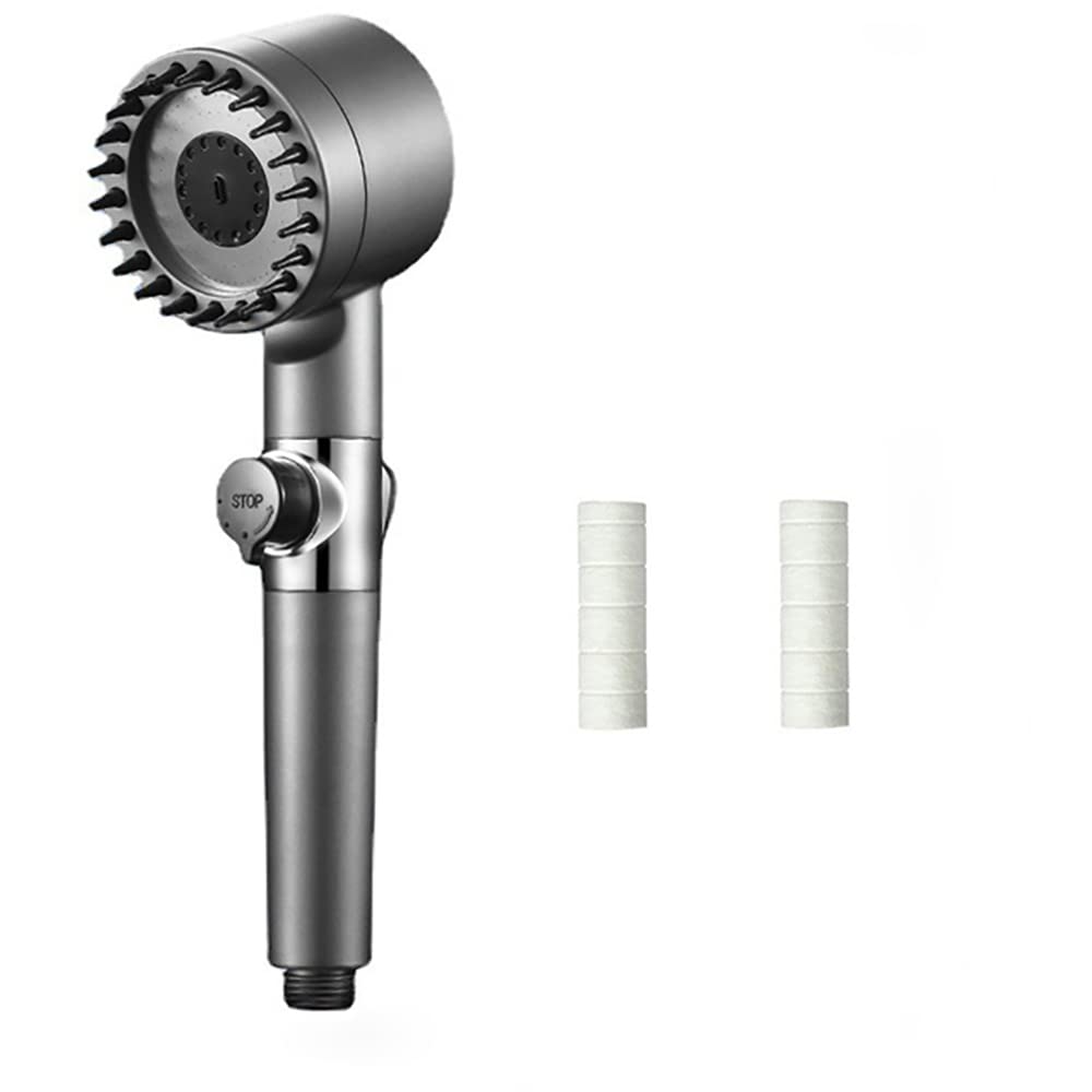 Lekla-3 Modes Adjustable Shower Head High Pressure Water Saving Shower Shower nozzle One-Key Stop Water Massage Shower Head with PP Filters Element Cartridge (A)