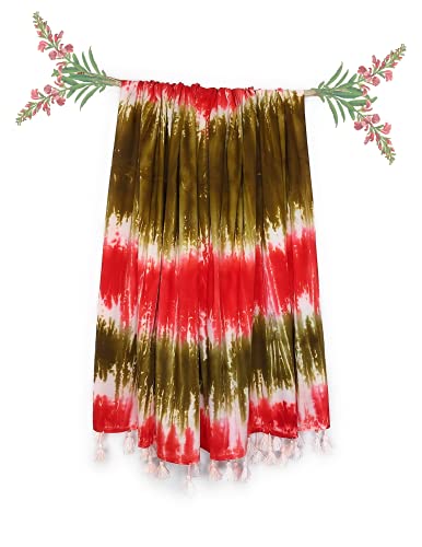 Image of Rayon Scarf for Men & Women | Lightweight Stole, Shawl & Wrap with Batik Design | All-Season Summer & Winter Wear | Soft & Breathable Fabric (28 x 72 inches)