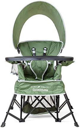 Baby Delight Go with Me Venture Portable Chair | Indoor and Outdoor | Sun Canopy | 3 Child Growth Stages | Moss Bud Green