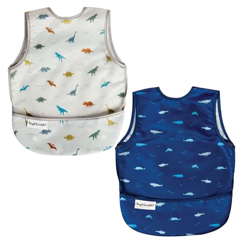 Image of Tiny Twinkle Mess-Proof Apron Toddler Bibs w/Tug-Proof Closure, Baby Food Bibs, 2 Pack