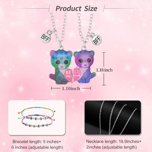 Butishop 4Pcs Best Friend Necklace BFF Half Heart Magnetic Necklaces Friendship Bracelets Forever Pendant Necklaces for Women Girls Boys Jewelry Gifts - Image 3