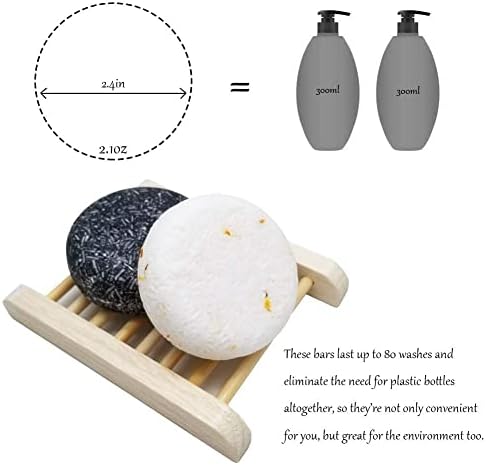 100% Natural Shampoo Bar for Hair 2 Pieces Solid Shampoo Soap for Treated Dry Damaged Hair Vegetarian Plant Essence Helps Stop Hair Loss and Promotes Healthy Hair Growth 4.2oz (Bamboo Charcoal)