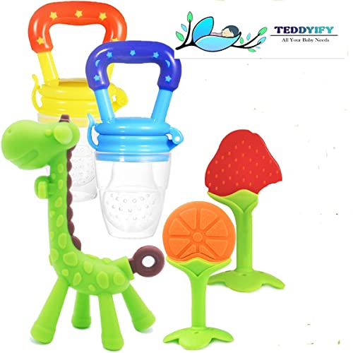 Image of Baby Teething Combo Pack for Newborn (5 Pack Teethers), Freezer Safe BPA Free, Infant and Toddlers Silicone Teether (5 Combo teether)