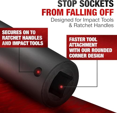 Image of TIGHTSPOT 1 /2 Inch Drive - 15 mm Deep Impact Socket with Anti-Rounding 6 Point Design, Heat-Treated CRV Steel, Metric