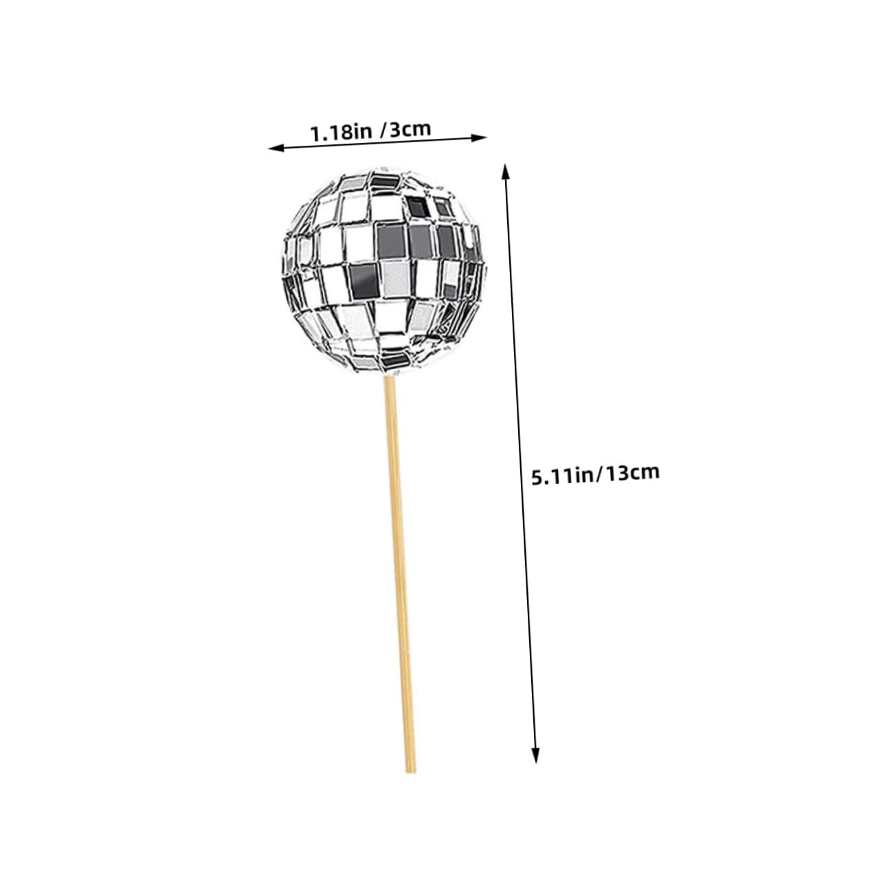 Veemoon 12pcs Disco Ball Cake Decorations Mirror Surface Cupcake Topper Disco Party Cake Ornaments