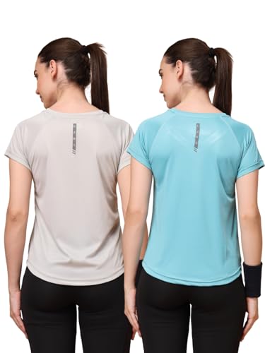 Image of UZARUS Women's V-Neck Sports T-Shirt | Pack of 2 | Gym, Yoga & Activewear Top