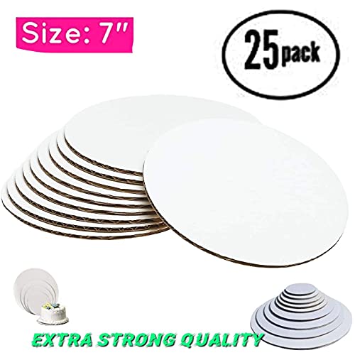 Pizety COMINHKG097447 7 Inch Cake Board Circle Sturdy White Corrugated Cardboard 100% Food Safe 7 Inch White Cake Circles 7 Inch Round Cake Boards thumb #1