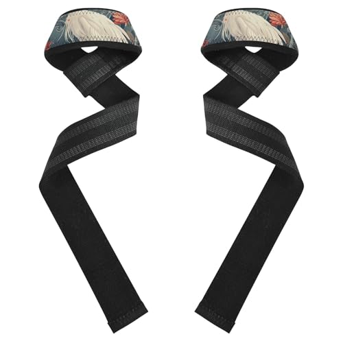 Nander Mysterious Red Crowned Crane Wrist Straps for Weightlifting,Lifting Straps with Neoprene Cushioned Wrist Padded and Anti-Skid Silicone for Strength Training,Bodybuilding,Deadlifting