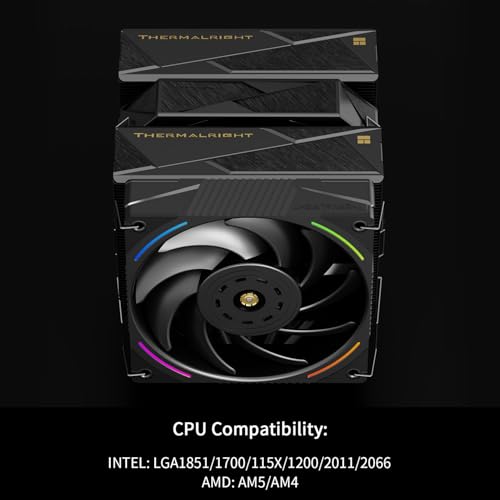 Image of Thermalright Royal Pretor 130 Ultra Black CPU Air Cooler, PC Double Towers Cooler,High Performance 7 Heat Pipes CPU Cooling, Black Brushed Top Cover,for AM4 /AM5, Intel lga1851 /1700 /1150 /1151 /2011