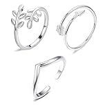 shweehon 3 PCS Silver Adjustable Rings Set, Stackable Open Knot Ring for Thumb, Silver Rings, Adjustable Open Rings Set, for Mom Ladies Girls, Girlfriend Anniversary
