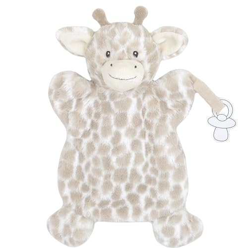 Image of MON AMI Gentry Giraffe Pacifier Holder & Security Blanket - 12 Inches Soft Plush Hand Puppet for Babies | Multi-Functional Soothing Toy, Pacifier Keeper & Travel Buddy for Newborns & Infants