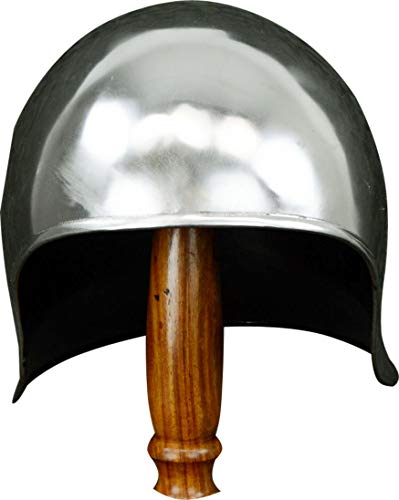 Queen Armour 16 Gauge Medieval Open Face German Sallet Helmet 15th Century Reenactment (1.5 mm) Silver Viking Knight Helmet Spartan Medieval Armor Cosplay Crusader Costume
