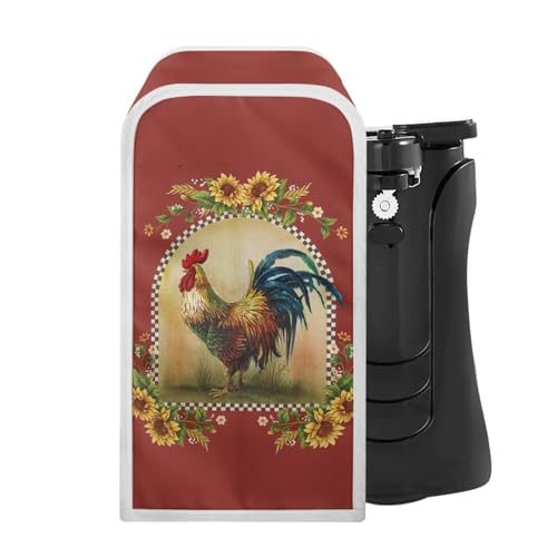 Annejudy Apriscatole elettrico, protezione antimacchia, lavabile in lavatrice, adatto per la maggior parte degli apriscatole automatici elettrici, motivo gallo e girasole